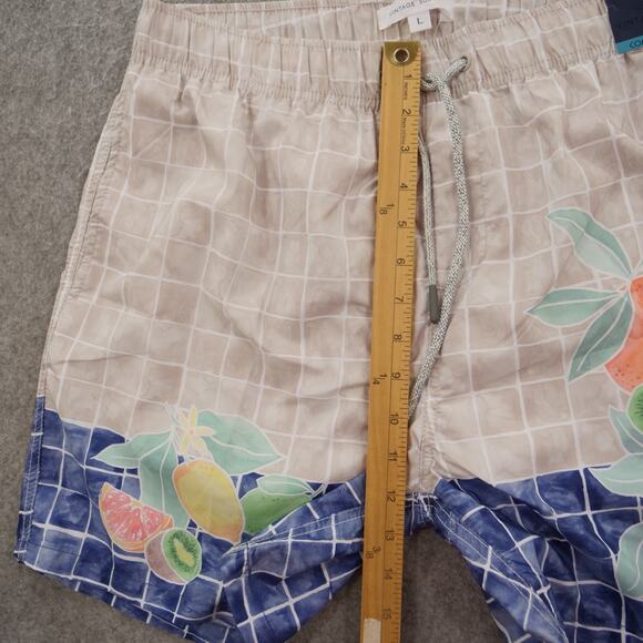 Vintage Summer Board Shorts Mens Large Blue Swim Surf Drawstring Print New - Picture 10 of 14